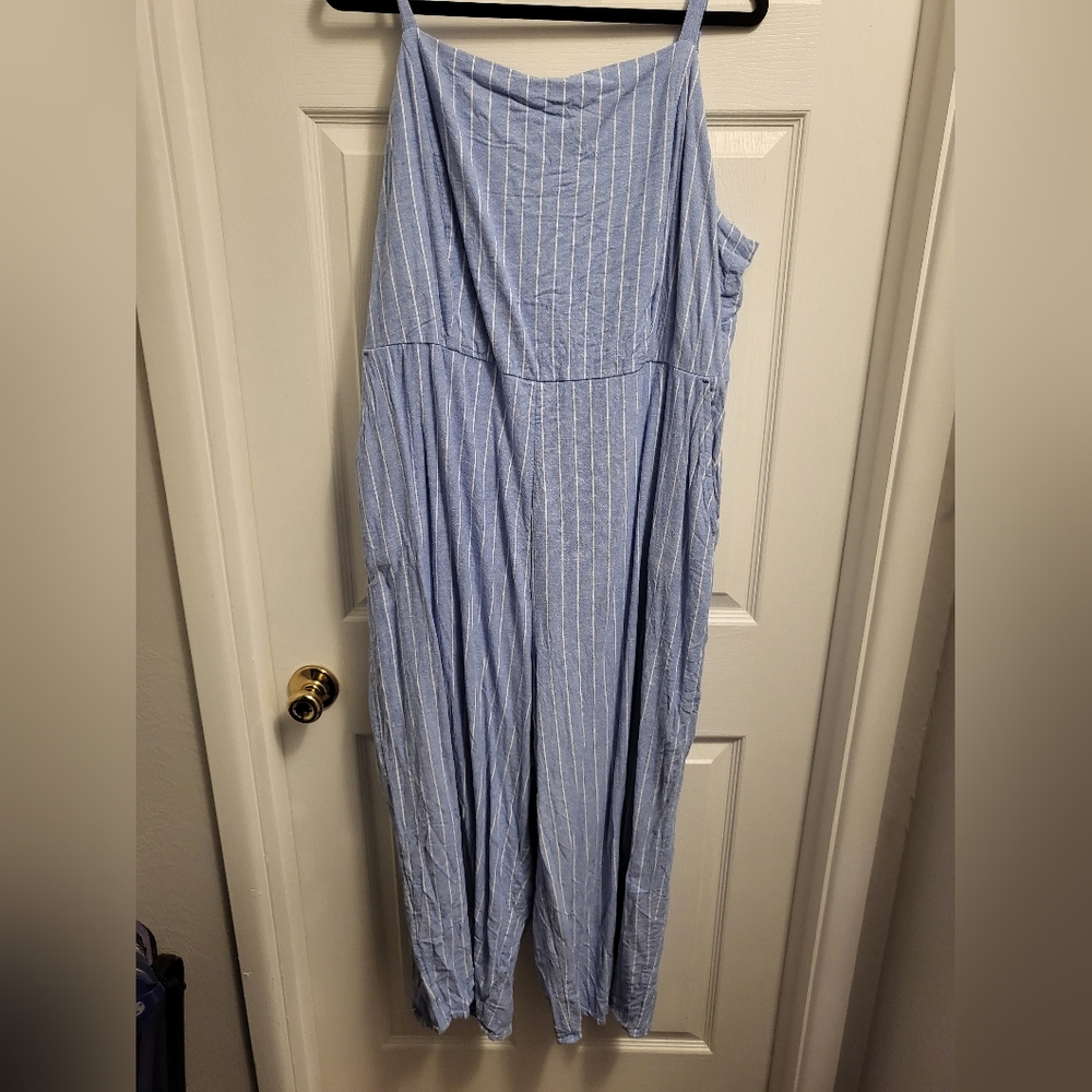 Old Navy blue and white pinstripe jumpsuit.  3x plus